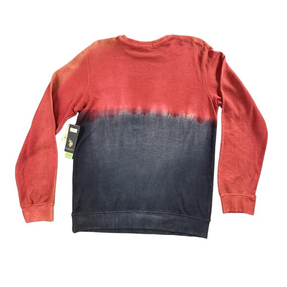 US Polo Assn Sweater Boys 2XL Red Blue Crewneck Pullover Dip Dye Logo Preppy - Picture 2 of 13